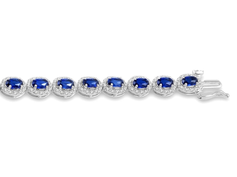 Bracelets - 14 karat white gold with rhodium finish Sapphire* and natural diamond bracelet   - image #3
