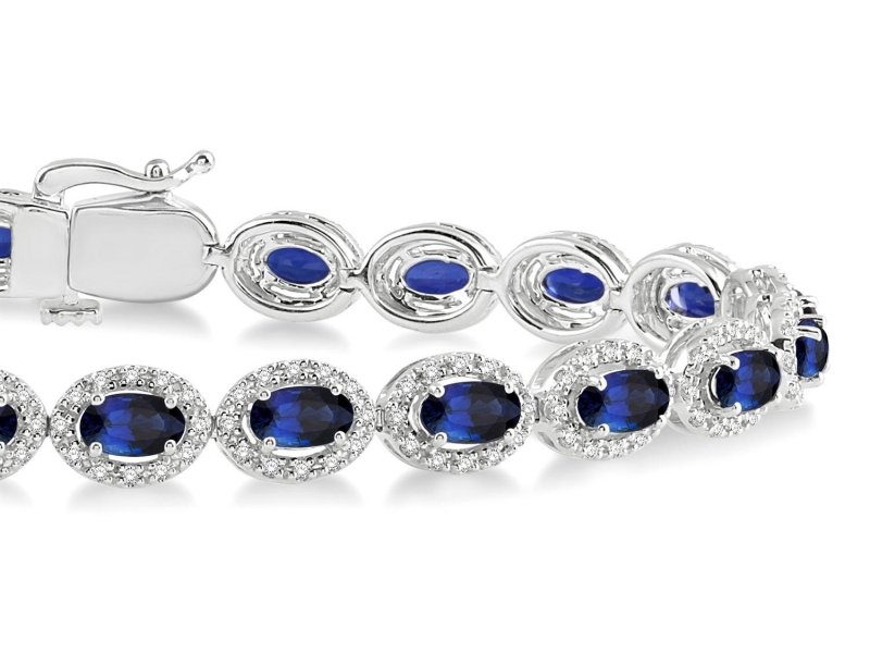 Bracelets - 14 karat white gold with rhodium finish Sapphire* and natural diamond bracelet   - image #2