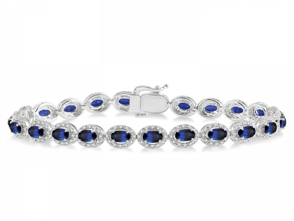 Bracelets - 14 karat white gold with rhodium finish Sapphire* and natural diamond bracelet  