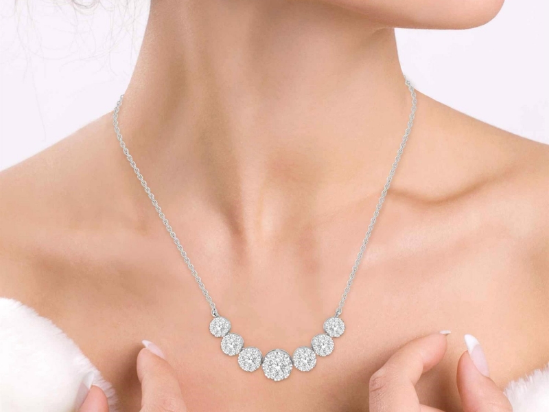 Love Rocks Collection - 14 karat white gold 3/4 total weight natural  multi diamond necklace - image 2