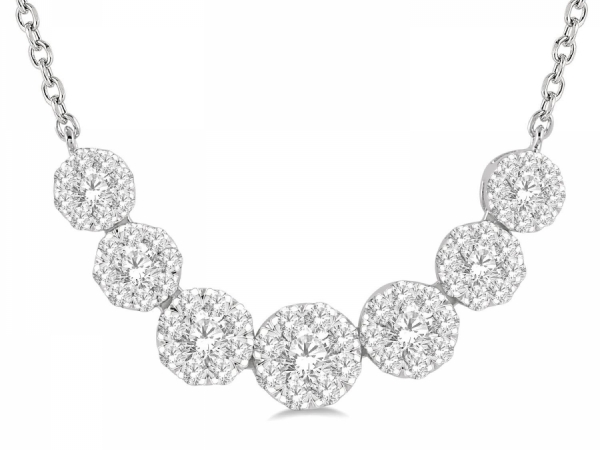 Love Rocks Collection - 14 karat white gold 3/4 total weight natural  multi diamond necklace