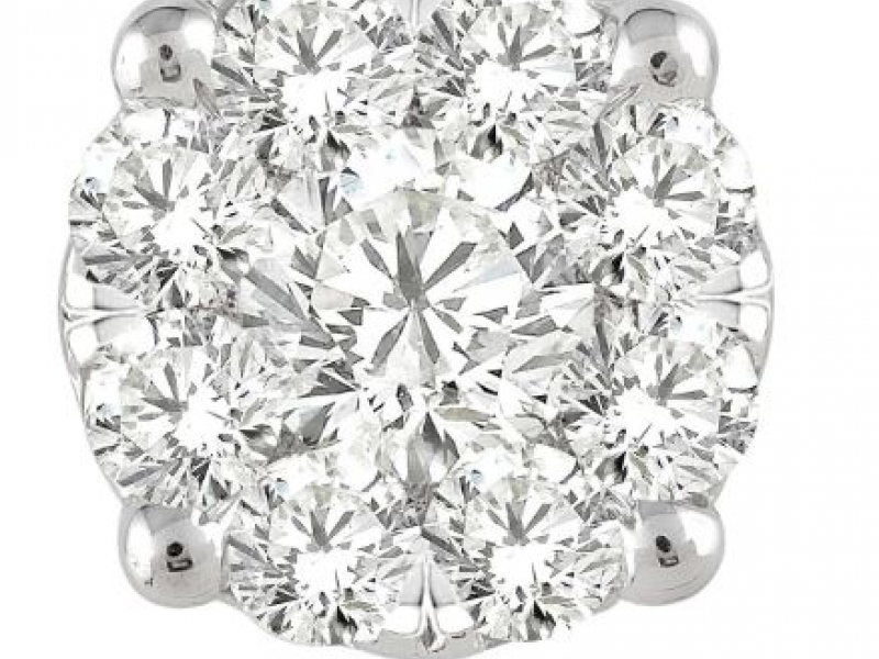 Love Rocks Collection - 1/2 Ctw Round Cut  Multi-Diamond Earrings in 14K White Gold - image 2