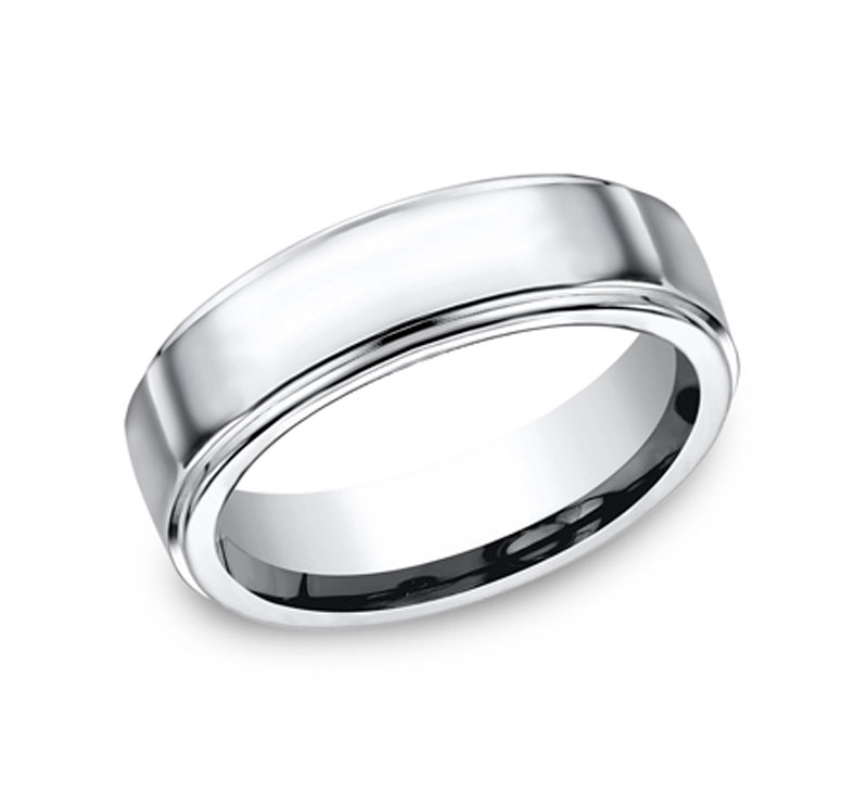 Men's 8mm Tantalum Ring with Gray Carbon Fiber Inlay 001-620-00473 ...