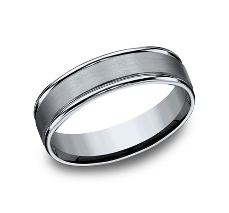 Men's 8mm Tantalum Ring with Gray Carbon Fiber Inlay 00162000473
